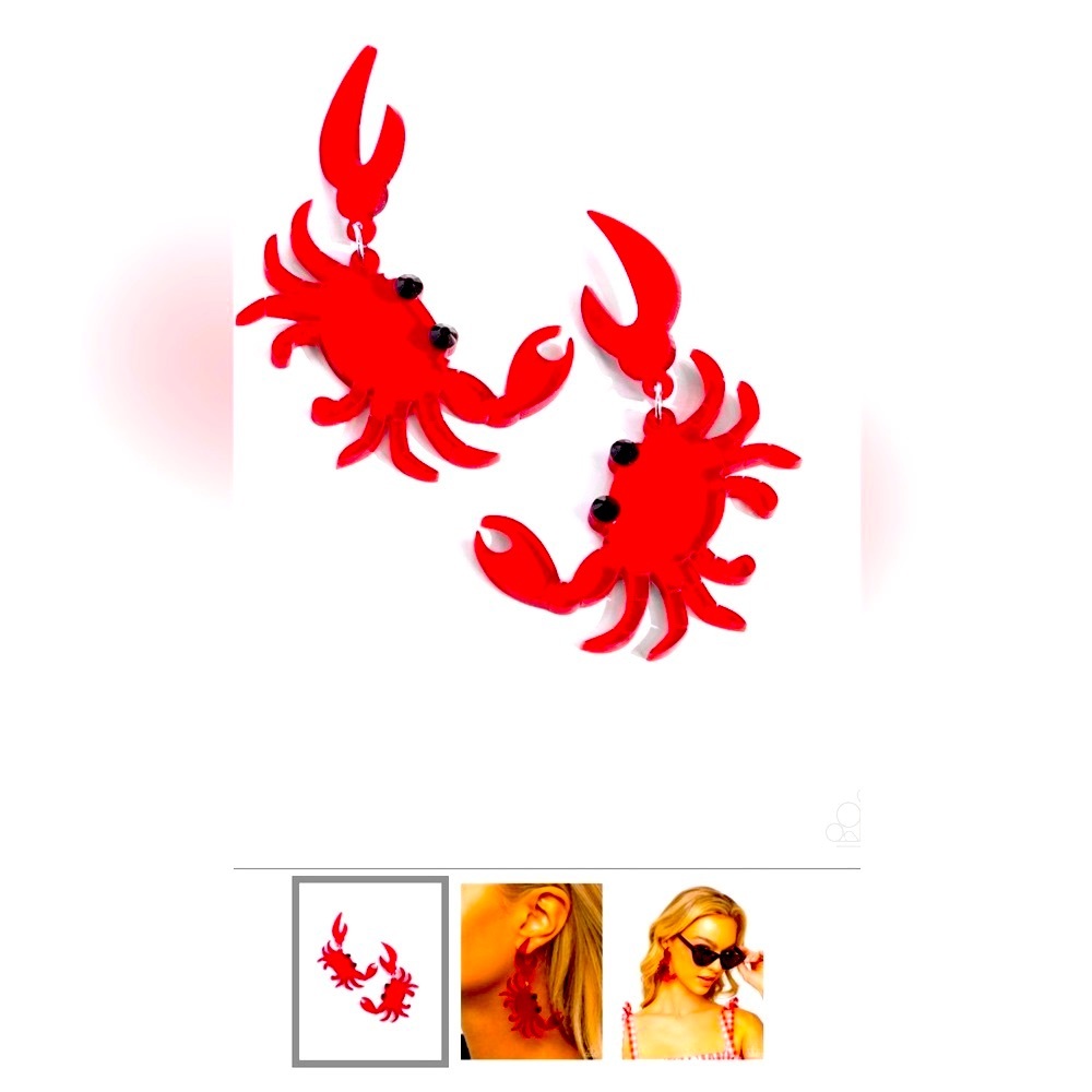 🦀🧜🏻‍♀️🦀 “CRAB COUTURE” RED EARRINGS ~ PAPARAZZI❗️🦀🧜🏻‍♀️🦀 - Picture 4 of 5